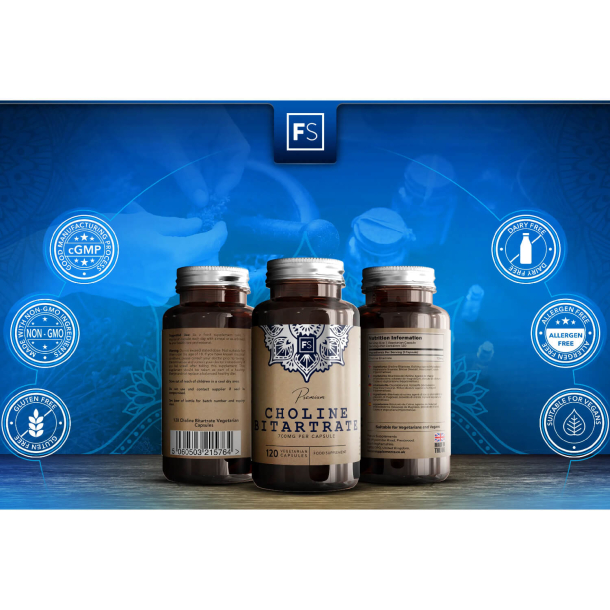 Kolin Bitartrat | 700 mg | Bedst fr, ofte god efter: 08-2025 | GIVES GRATIS VK