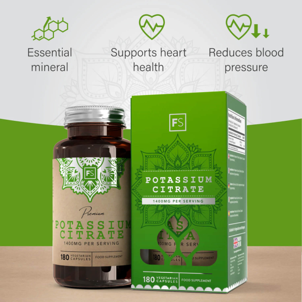 Kaliumcitrat | 1400 mg | 180 stk. Vegetariske kapsler