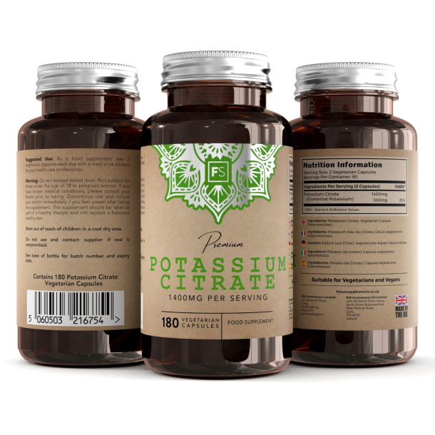 Kaliumcitrat | 1400 mg | 180 stk. Vegetariske kapsler