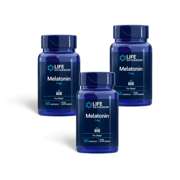 Melatonin 1 mg | 3 x 60 kapsler | Mellemstyrke melatonin supplement