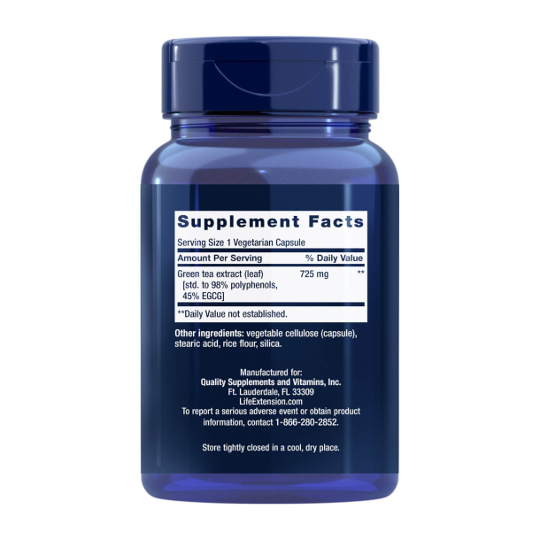 Mega grn Te-ekstrakt | 100 vegetariske kapsler | Kardiovaskulr og Kognitiv Sundhed