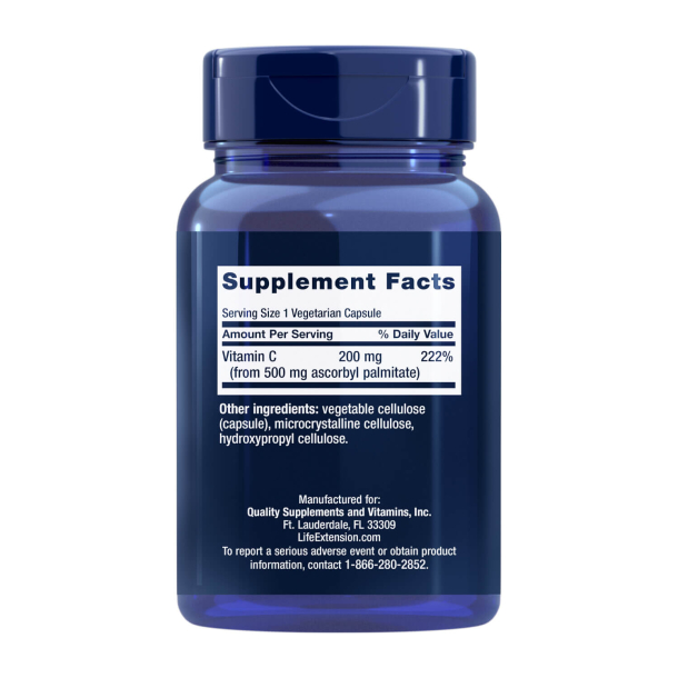 Palmitynian askorbylu | 100 wega&#324;skich kapsu&#322;ek | Suplement rozpuszczalnej w t&#322;uszczach witaminy C