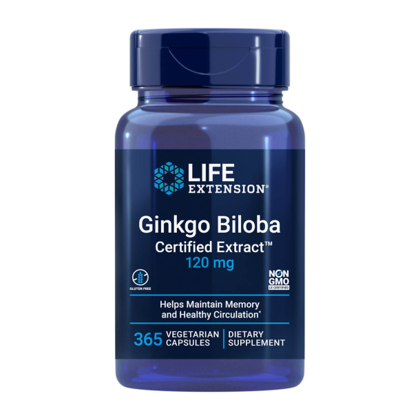 Ginkgo Biloba Certified Extract | 365 veganske kapsler | Bevare hukommelsen