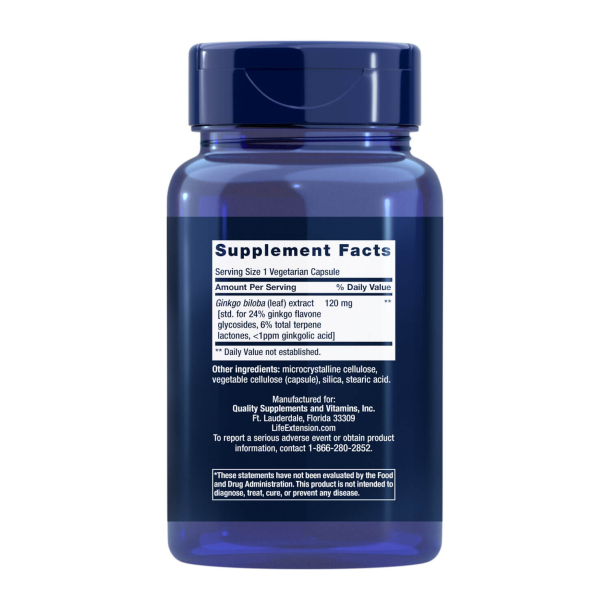 Ginkgo Biloba Certified Extract | 365 veganske kapsler | Bevare hukommelsen