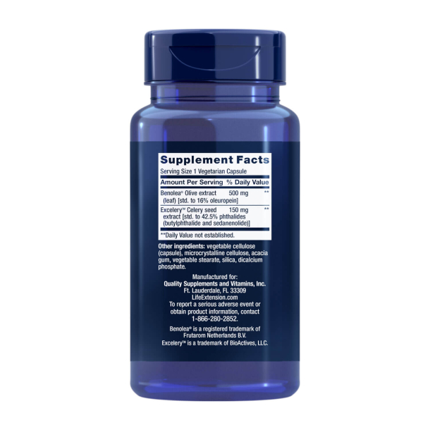 Olivenblad- og Sellerifrekstrakt | 60 vegetariske kapsler | vaskulr sundhedssttte