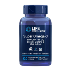 Super Omega-3 EPA/DHA fiskeolie | 120 Coatede Softgels | Kardiovaskulr og Kognitiv Sundhed