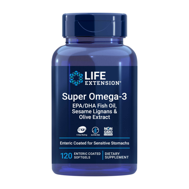Super Omega-3 EPA/DHA fiskeolie | 120 Coatede Softgels | Kardiovaskulær og Kognitiv Sundhed