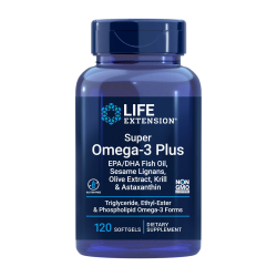 Omega-3 Plus fiskeolie | 120 Softgels | Kardiovaskulr og hjernesundhedssttte