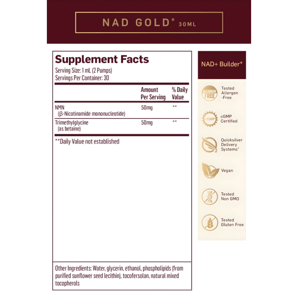 NAD+ Gold | 30 ml | Nste generations anti-aging eliksir