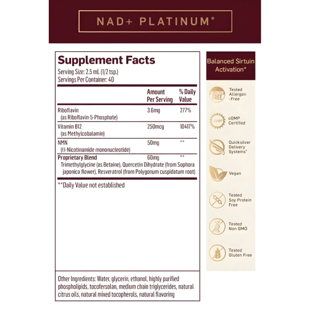 NAD+ Platinum | 100 ml | Fremme energiproduktionen