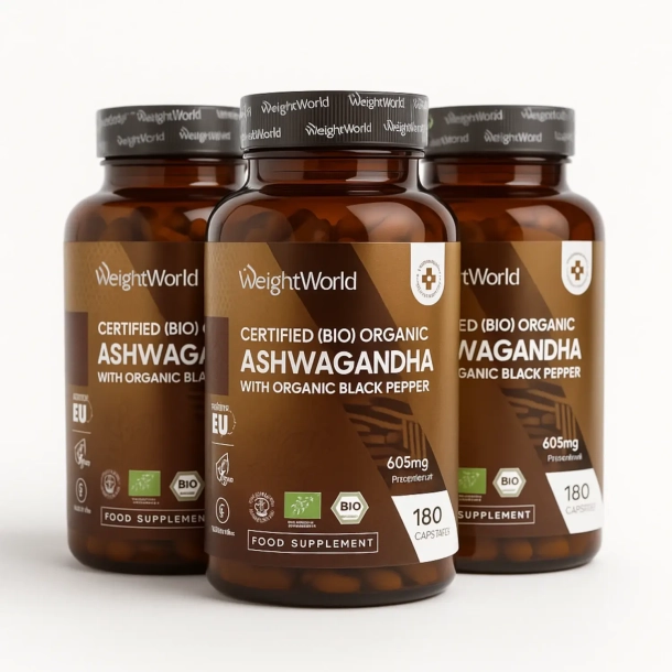 Organiczna ashwagandha z czarnym pieprzem | 3 x 180 Kapsu&#322;ek | Dobre samopoczucie