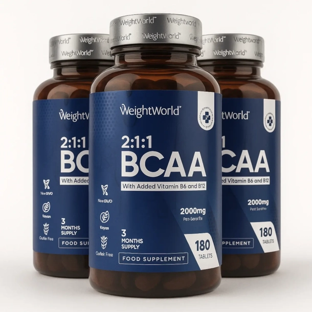 BCAA med B6 | 3 x 180 tabletter | Til muskelopbygning &amp; restitution