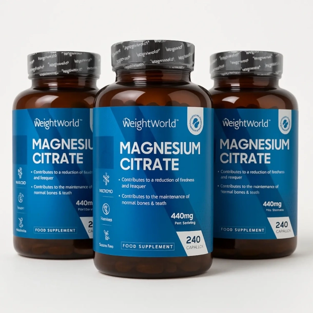 Magnesium Citrat | 3 x 240 stk veganske kapsler
