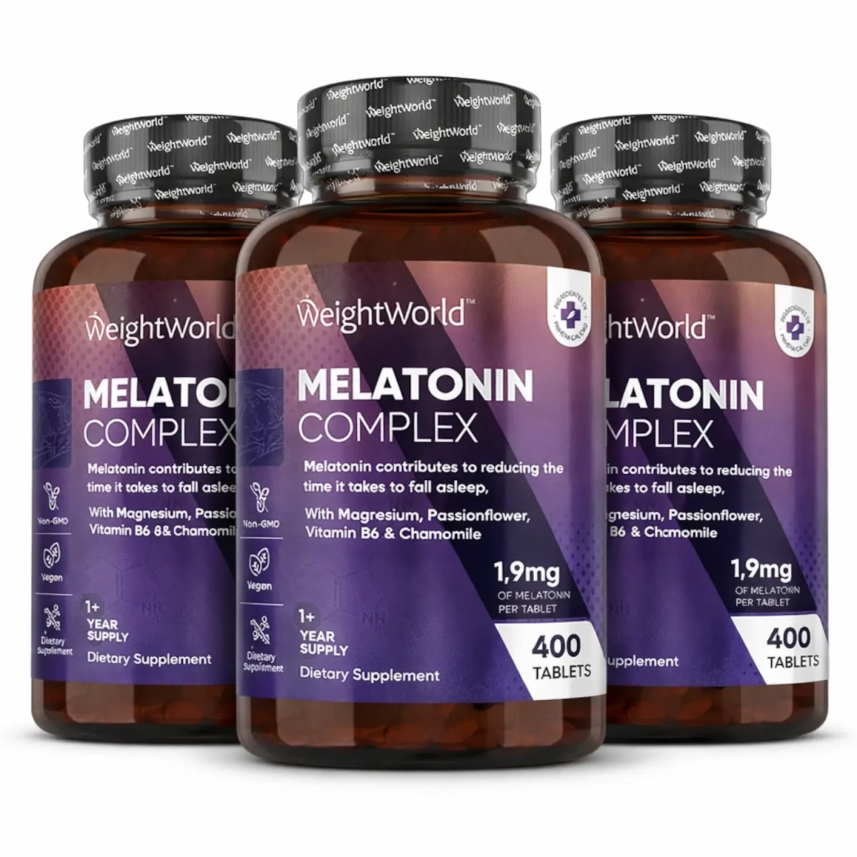 Melatonin kompleks | 3 x 400 tabletter | Søvn og kvalitetssøvn ...