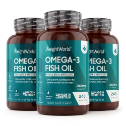 Omega 3 Fiskeolie | 3 x 240 stk | Tilskud til hjertet, hjernen, huden &amp; jnene