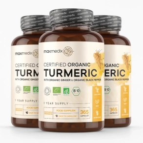 kologisk Gurkemeje med Ingefr & Sort Peber | 3 x 365 kapsler | Kosttilskud til hud & led