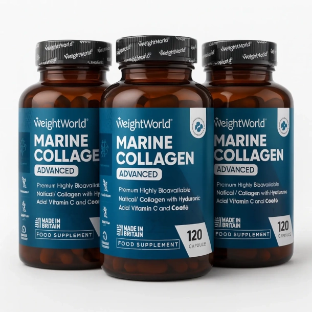 Marine Collagen Advanced | Hyaluronsyre, C-vitamin og CoQ10 | 3 x 120 stk