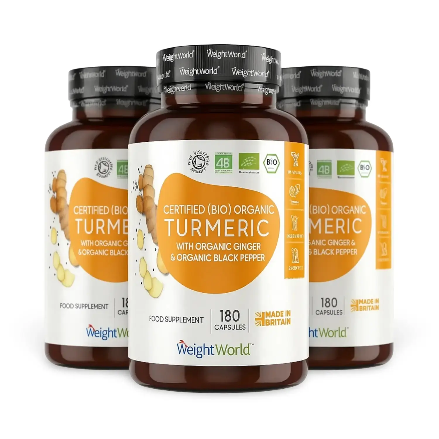 kologisk Gurkemeje med Ingefr og Sort Peber | 3 x 180 kapsler | 1520 mg