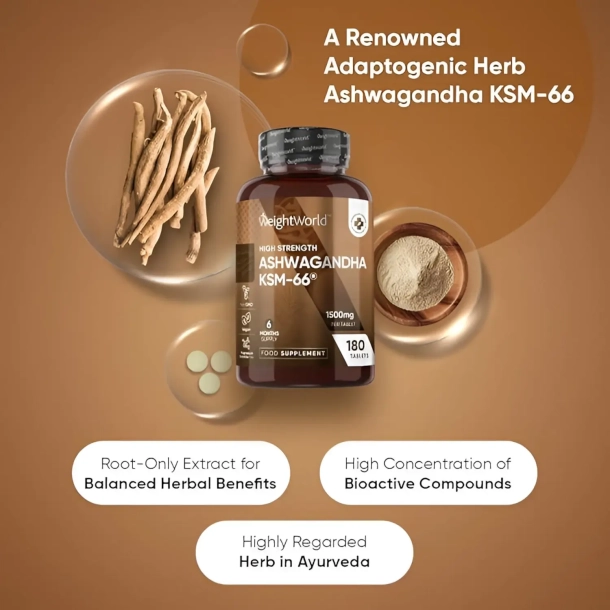 Ashwagandha KSM-66 1500 mg | 180 tabletter | 1500 mg