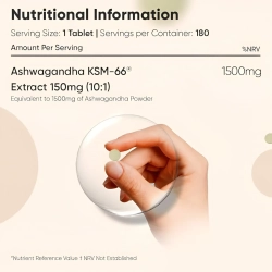 Ashwagandha KSM-66 1500 mg | 180 tabletter | 1500 mg