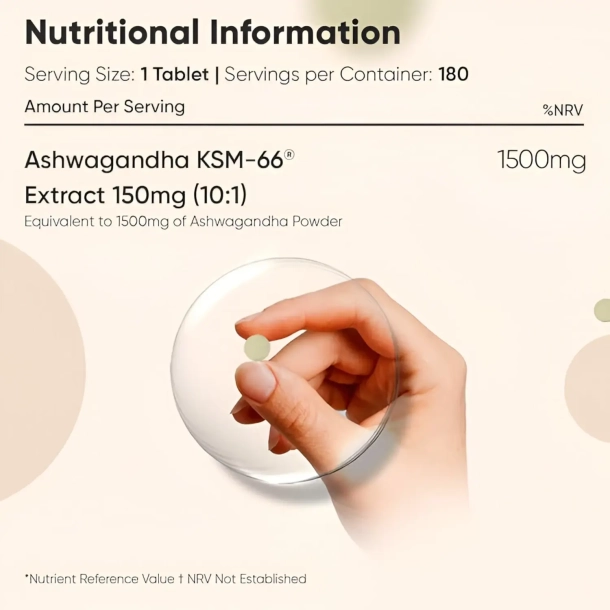 Ashwagandha KSM-66 1500 mg | 180 tabletter | 1500 mg