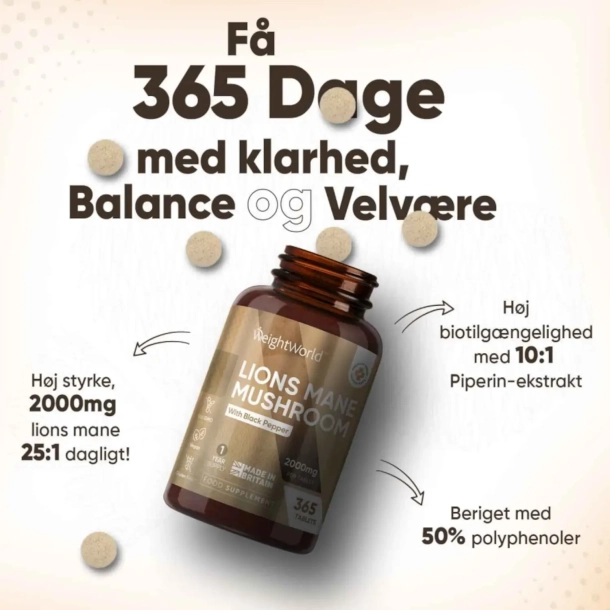 Lions Mane | 365 tabletter | 2000mg