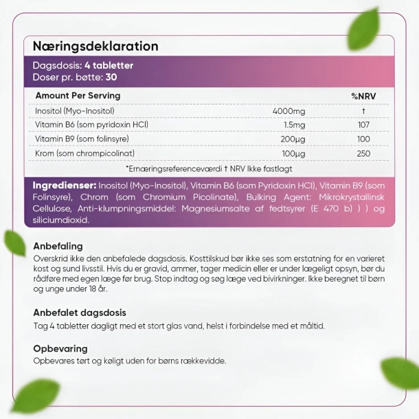 Myo Inositol | 120 stk | Normal energistofskifte og mindske tr�thed og udmattelse