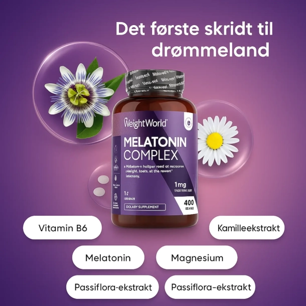 Melatonin kompleks 1 mg | 400 tabletter | Svn og kvalitetssvn