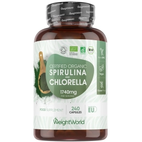 Organiczna Spirulina i Chlorella | 240 kapsułek | Wegański Omega-3