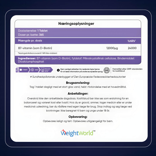 Biotin B7-vitamin | 365 tabletter | Vitaminer