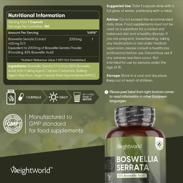 Boswellia Serrata 2000 mg | 3 x 180 kapsler | Giver naturlig sttte til led