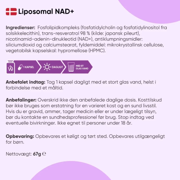Liposomal NAD+ | 90 kapsler | Med resveratrol