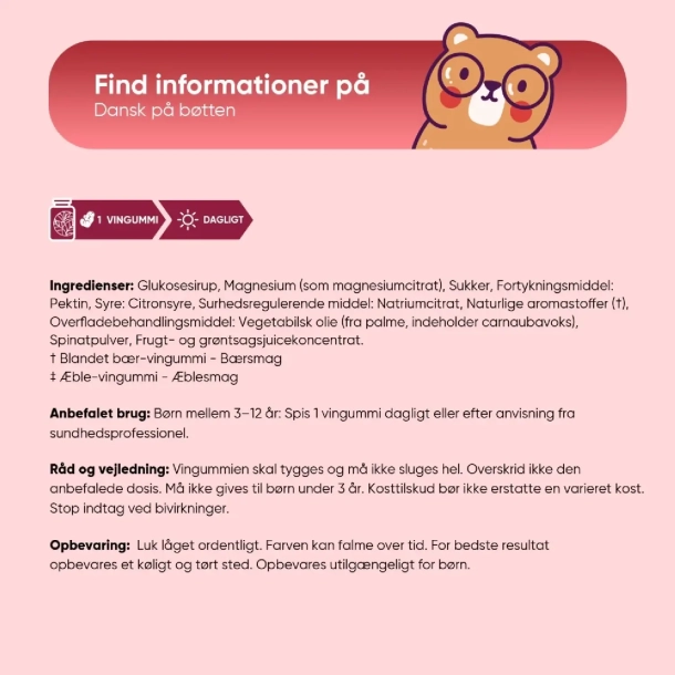 Magnesium Vingummier til Brn l 90 stk l Blandet br- og blesmag