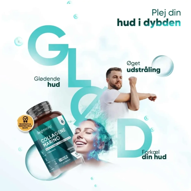 Marine Kollagen + C-vitamin 1800 mg | 180 tabletter | Kollagen-tilskud til anti-aging