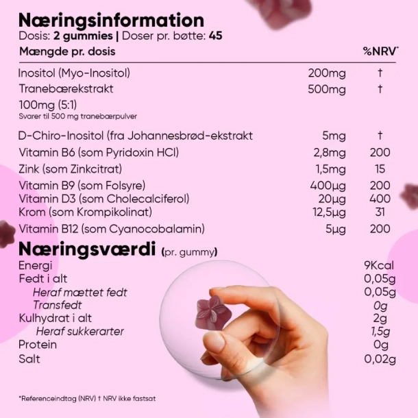 Myo &amp; D-Chiro Inositol Gummies | 90 stk | Hormonbalance og metabolisk velv�re