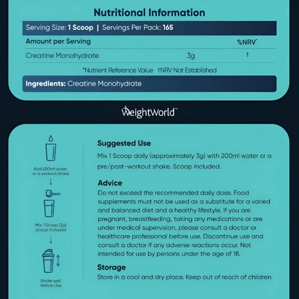 Kreatinpulver (Monohydrat) | 3 x 500g | Rent kreatinpulver til muskelopbygning