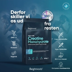 Kreatinpulver (Monohydrat) | 3 x 500g | Rent kreatinpulver til muskelopbygning