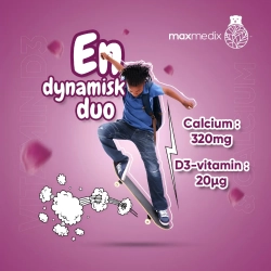 Kalk + D3-vitamin til Brn | 90 vingummier | Med smag af jordbr og vanilje