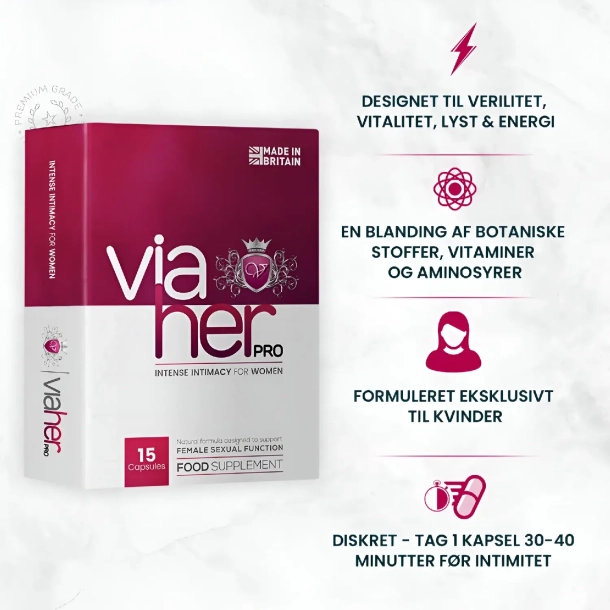 ViaHer Pro til Sexlyst til Kvinder | 15 Kapsler | Kosttilskud til energi og libido