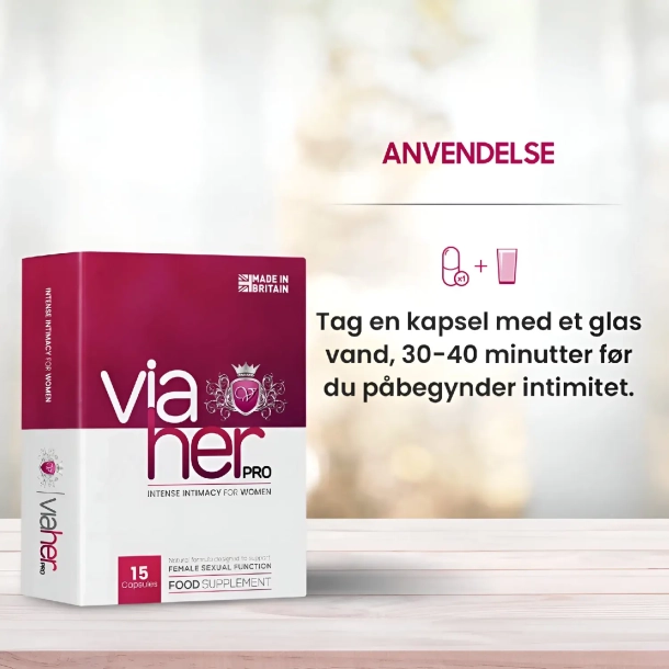 ViaHer Pro til Sexlyst til Kvinder | 15 Kapsler | Kosttilskud til energi og libido