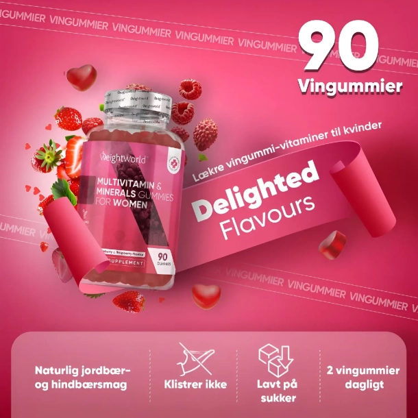 Multivitamin Vingummier til kvinder | 90 stk | Med 15 essentielle nringsstoffer