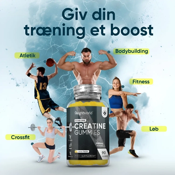 Kreatin Vingummier 3000 mg | 90 stk | Til muskelvkst og prstation