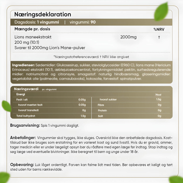 Lion's Mane vingummier | 3 x 90 gummies | 2000mg