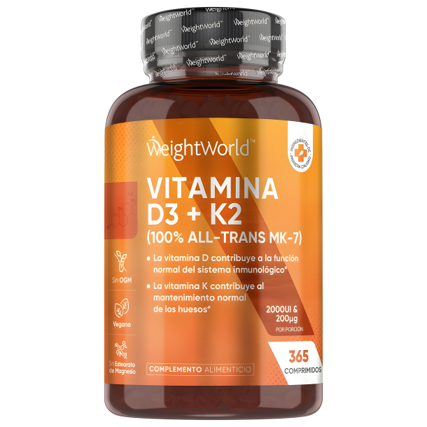 Vitamin D3 + K2 | 365 tabletter | 2000 + 200 &mu;g