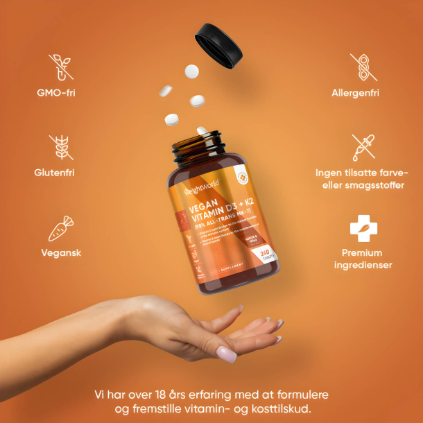 Vitamin D3 + K2 | 3 x 240 tabletter | 4000 IE + 150 &mu;g