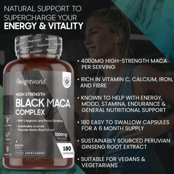 Black Maca Complex | 180 kapsler | Naturligt kosttilskud