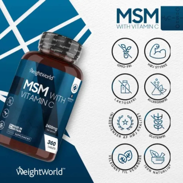 MSM med C-vitamin | 3 x 360 Tabletter | Tilskud til knogler og led