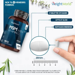 MSM med C-vitamin | 3 x 360 Tabletter | Tilskud til knogler og led