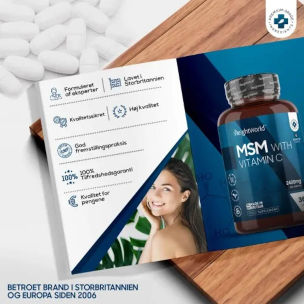 MSM med C-vitamin | 3 x 360 Tabletter | Tilskud til knogler og led