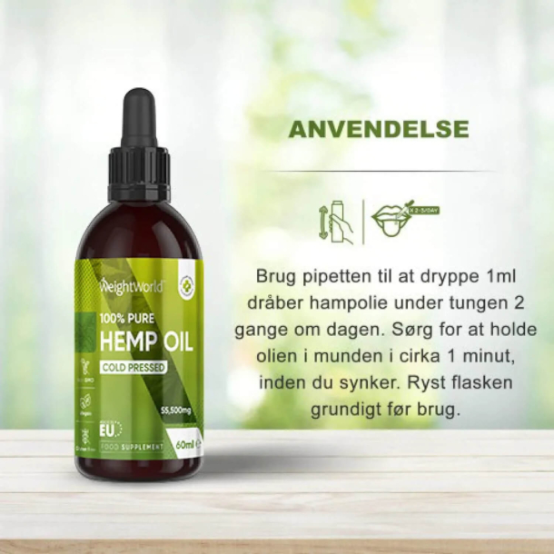 Hampolie | 60 ml Olie | Hampdrber til led, hjerte og hjerne